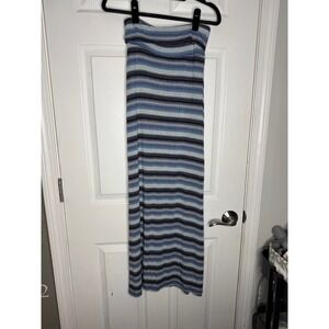 JOE B By Joe Benbasset Blue Striped Maxi Skirt Fold Over Waistband Size S